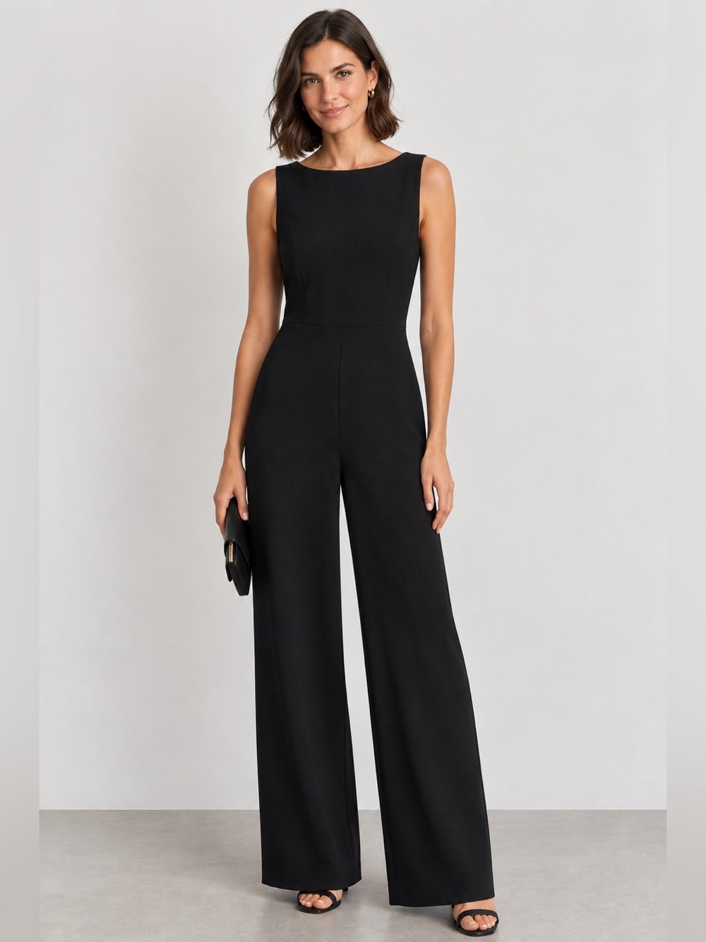 Connected Apparel Black Sleeveless Jumpsuit